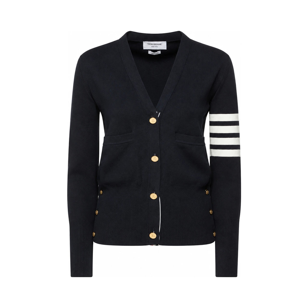 THOM BROWNE Women’s Classic Milano Stitch Wool Cardigan Navy