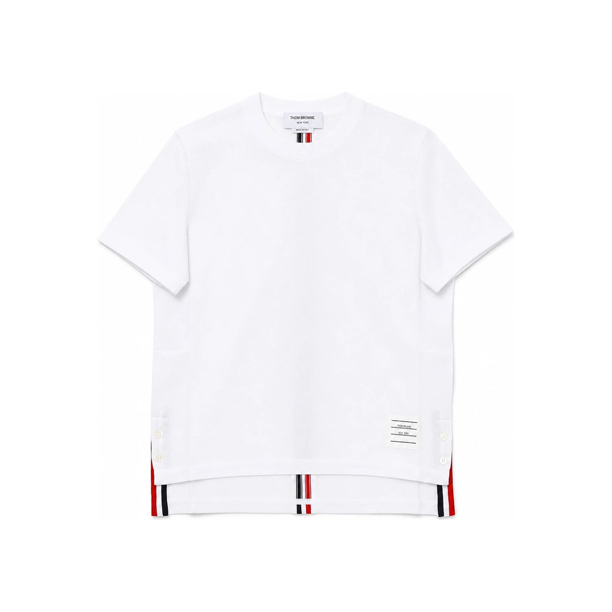 THOM BROWNE Women’s Classic Back Stripe Piqué Polo Shirt White