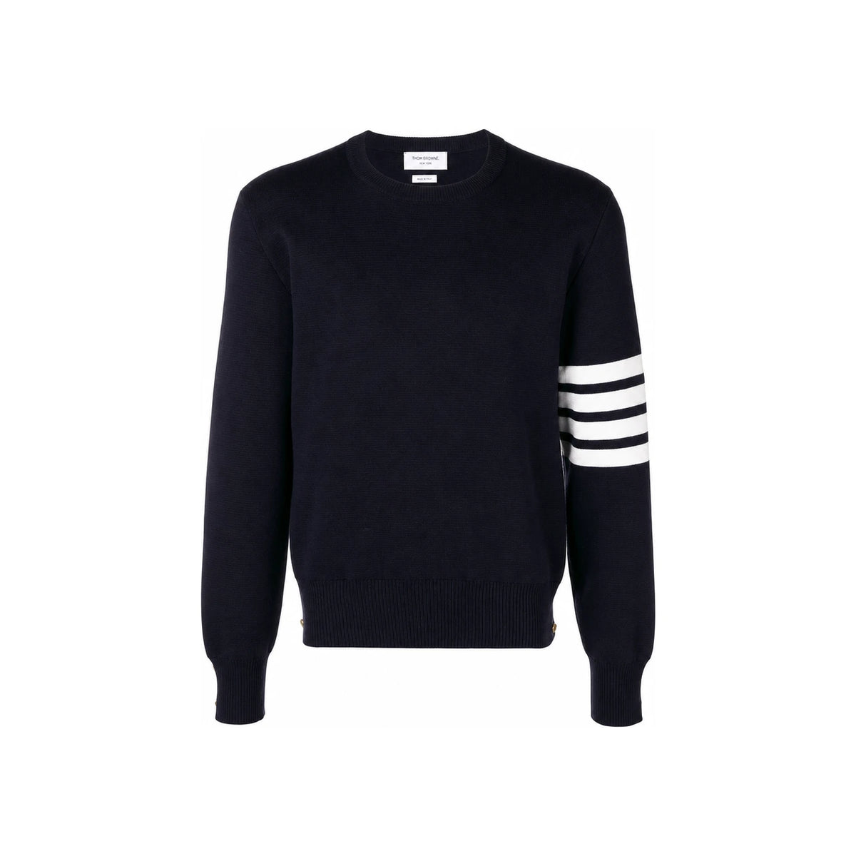 THOM BROWNE 4-Bar Stripe Milano Stitch Crewneck Knit Sweater Navy