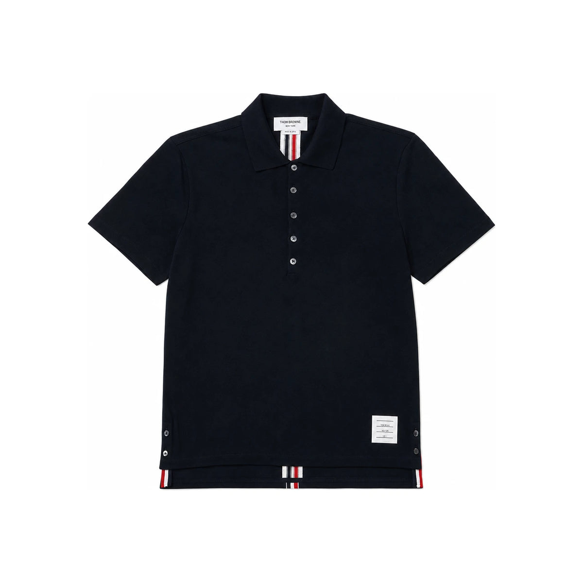 THOM BROWNE Navy Center Back Relaxed Fit Polo T-Shirt MJP042A 00050 415