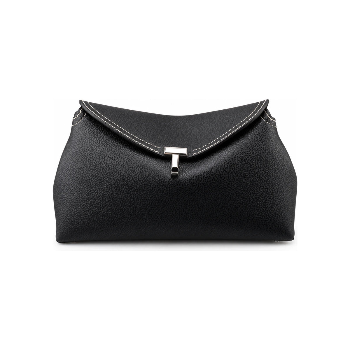 Toteme Black Grained Leather T-Lock Clutch Bag 234 WLGBG423 LE0030 001