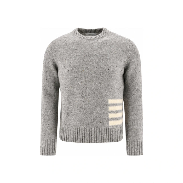 THOM BROWNE Donegal Intarsia Diagonal Stripe Crewneck Knit Sweater