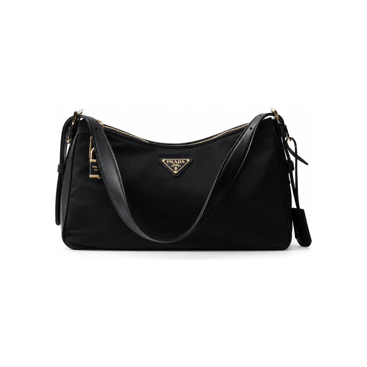 PRADA EME Large Re-Nylon and Leather Shoulder Bag 1BC232 V ODO 2C8Q F0002