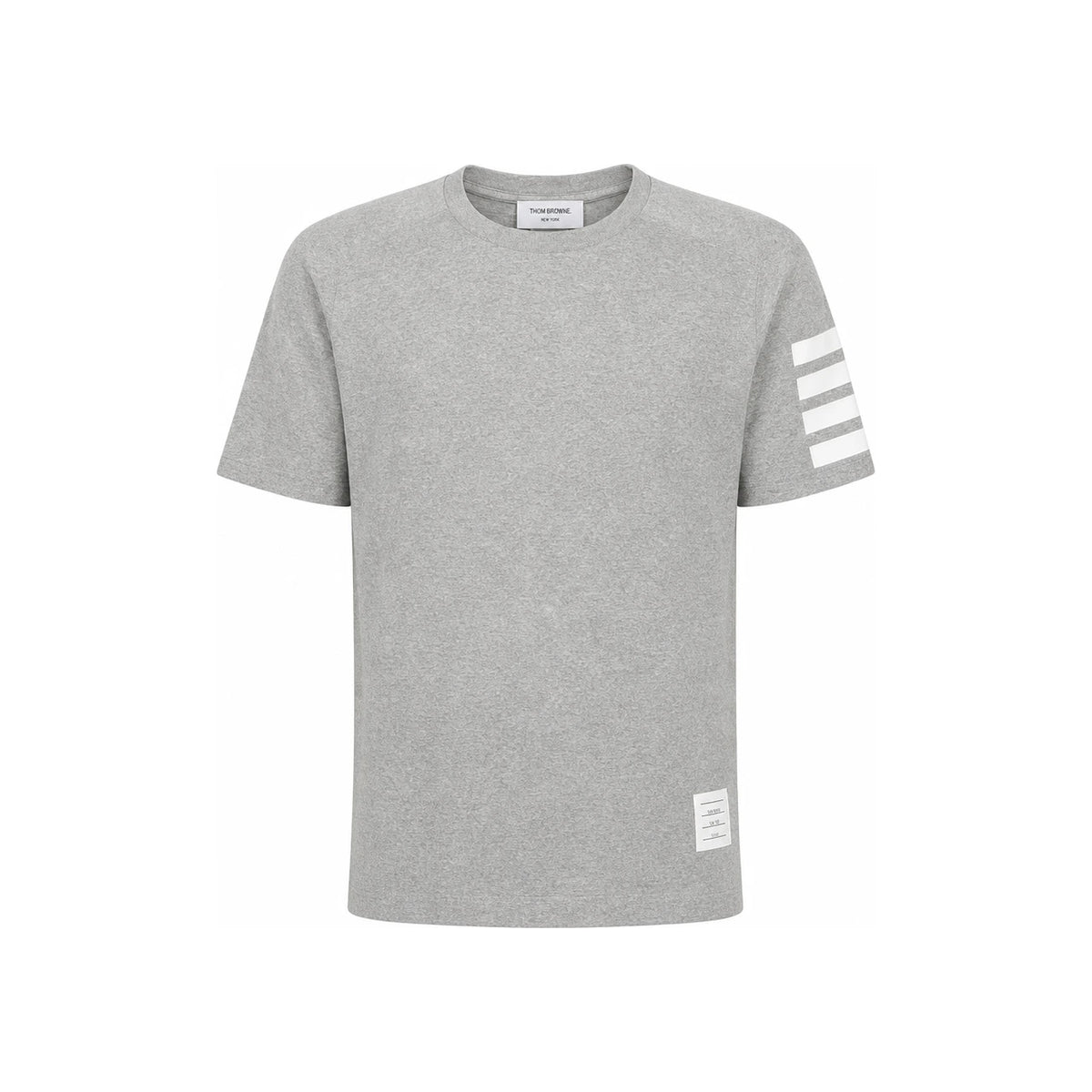 THOM BROWNE Diagonal Stripe Milano Cotton Short Sleeve T-Shirt Gray