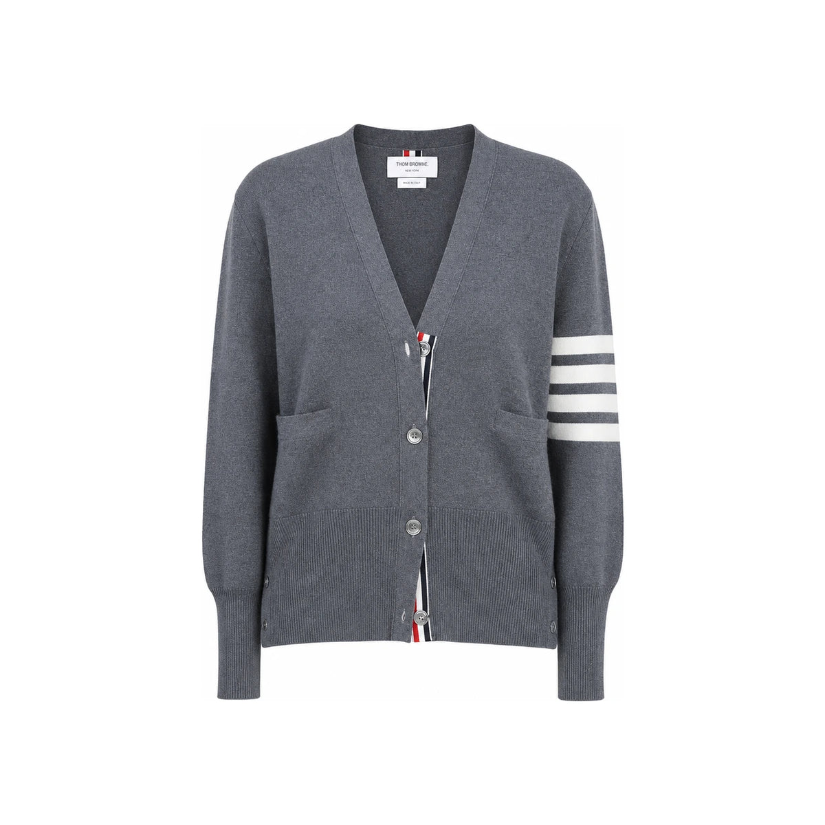 THOM BROWNE Women’s Classic Milano Stitch Wool Cardigan Gray