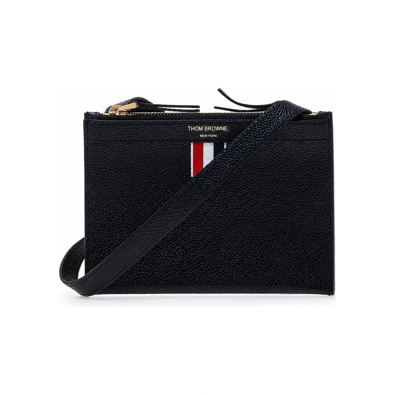 THOM BROWNE Pebble Leather Mini Crossbody Bag Black Men