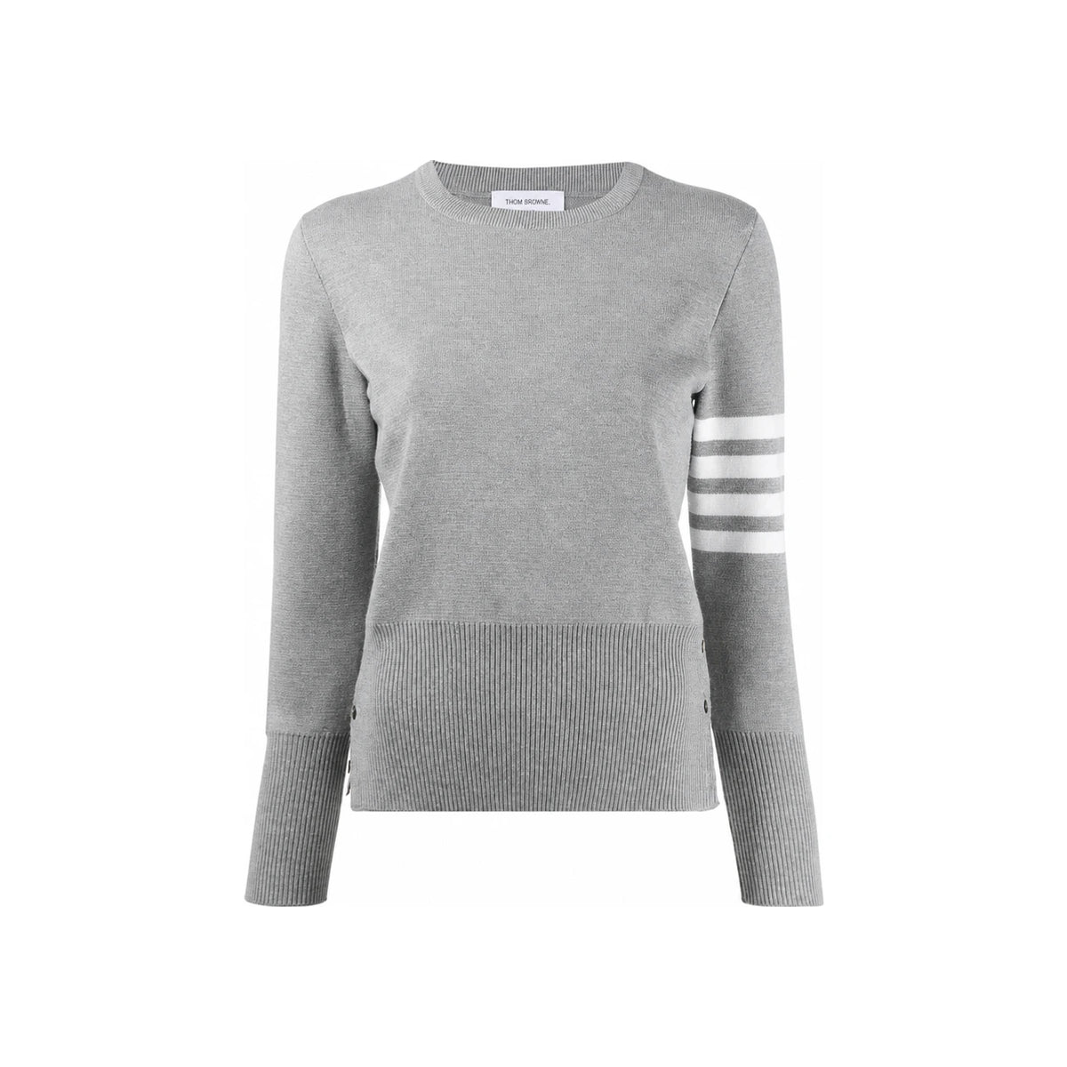 THOM BROWNE Diagonal Milano Stitch Women’s Round Neck Knit Sweater
