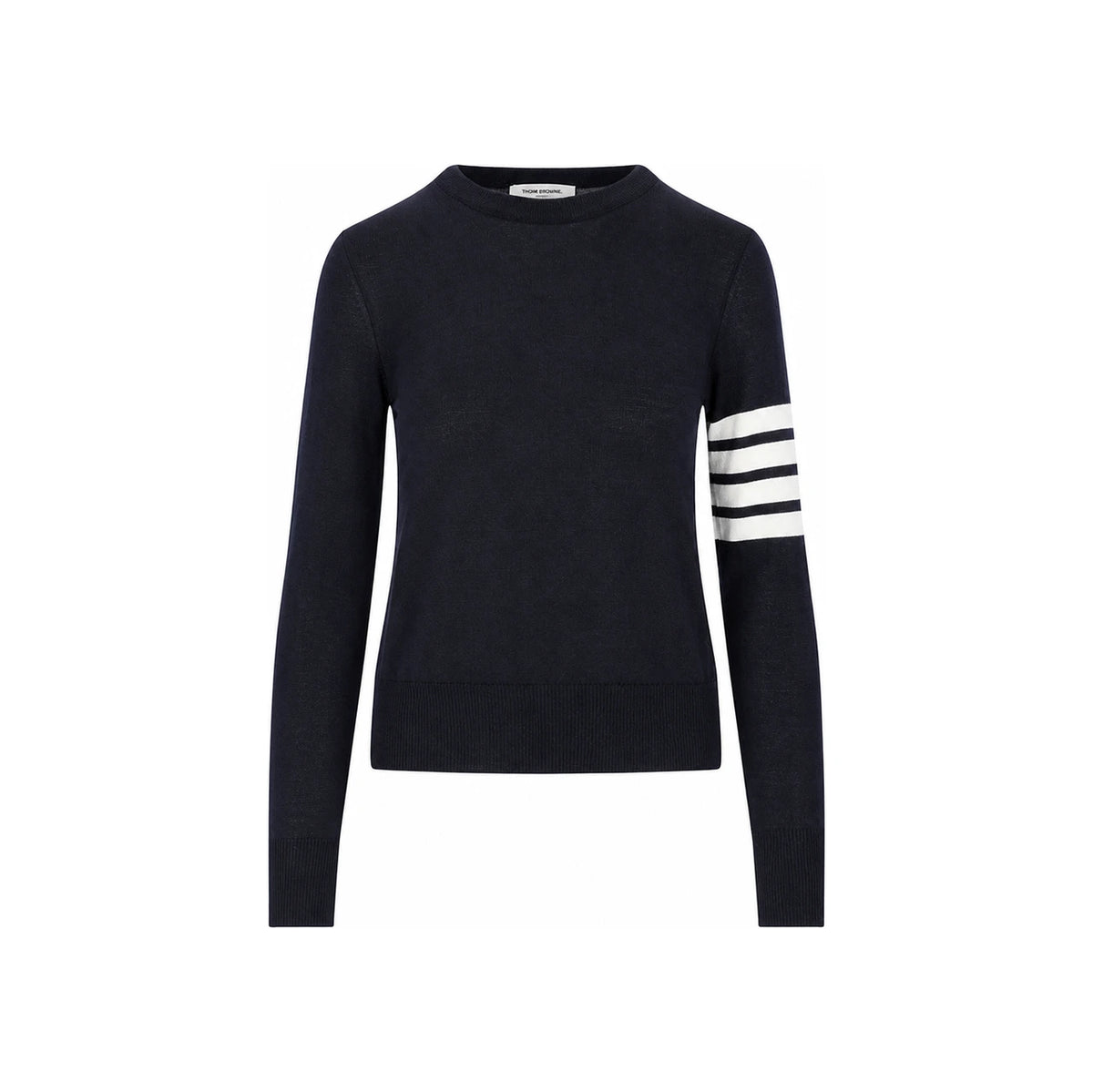 THOM BROWNE 4-Bar Relaxed Wool Pullover T-Shirt Navy