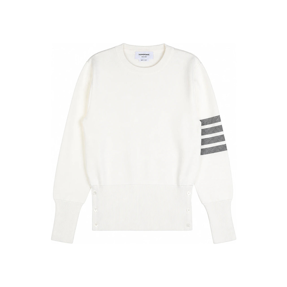 THOM BROWNE 4-Bar Stripe Milano Stitch Crewneck Knit Sweater