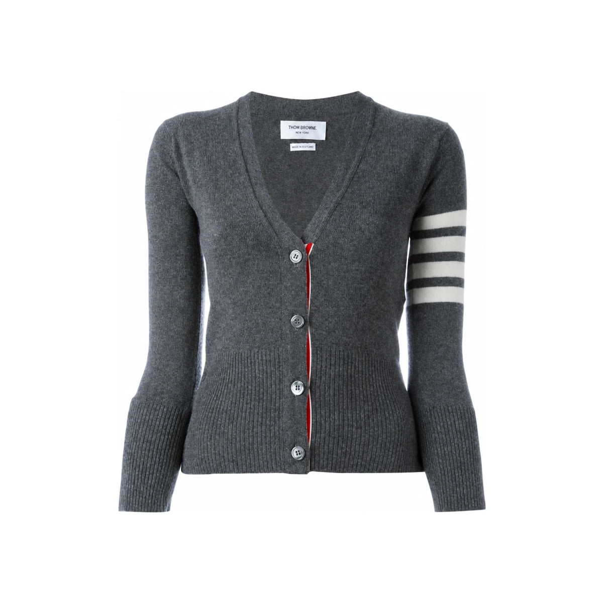 THOM BROWNE Women’s Classic Cashmere Cardigan Mid Grey