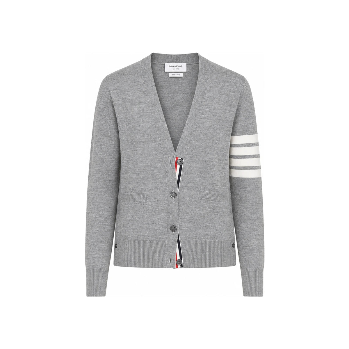 THOM BROWNE Women’s 4-Bar Armband Wool Cardigan Gray