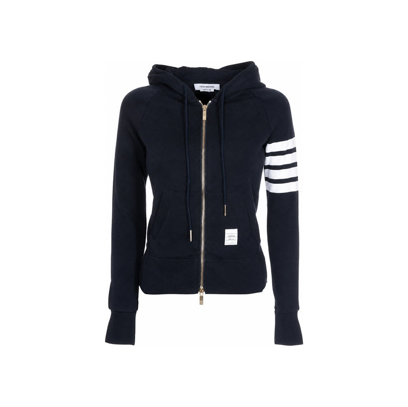 THOM BROWNE Loopback Engineer Hooded Zip Jacket with Armband Stripes