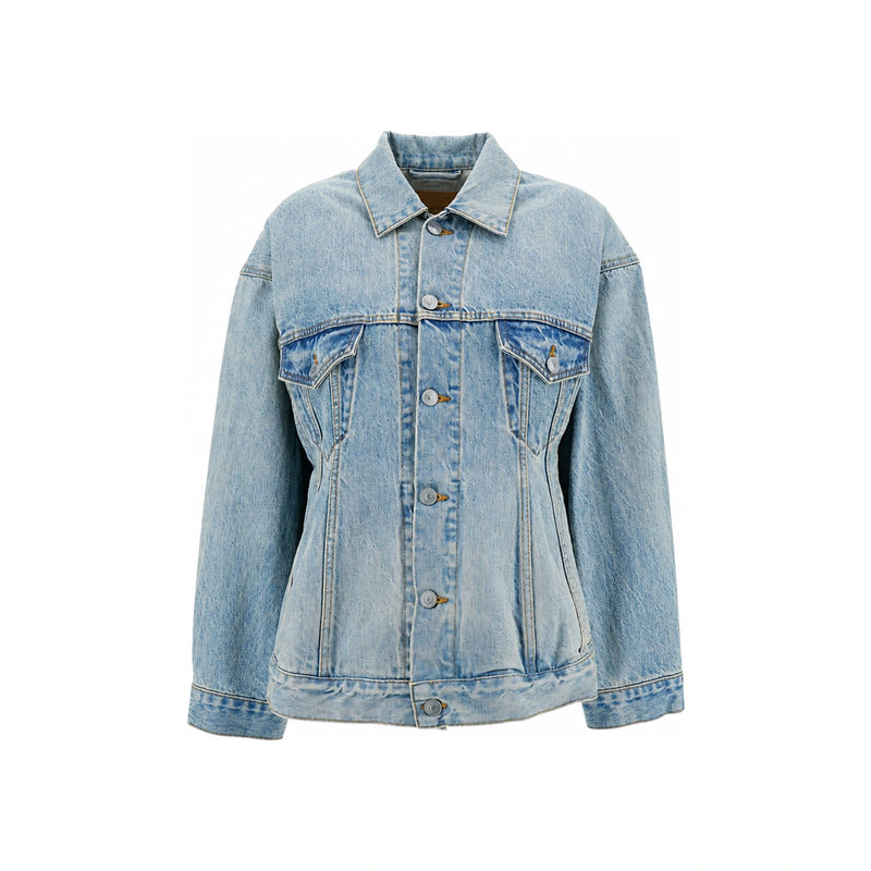 BALENCIAGA Blue Denim Jacket Women’s Outerwear 773776 TJW79 4076 DOM