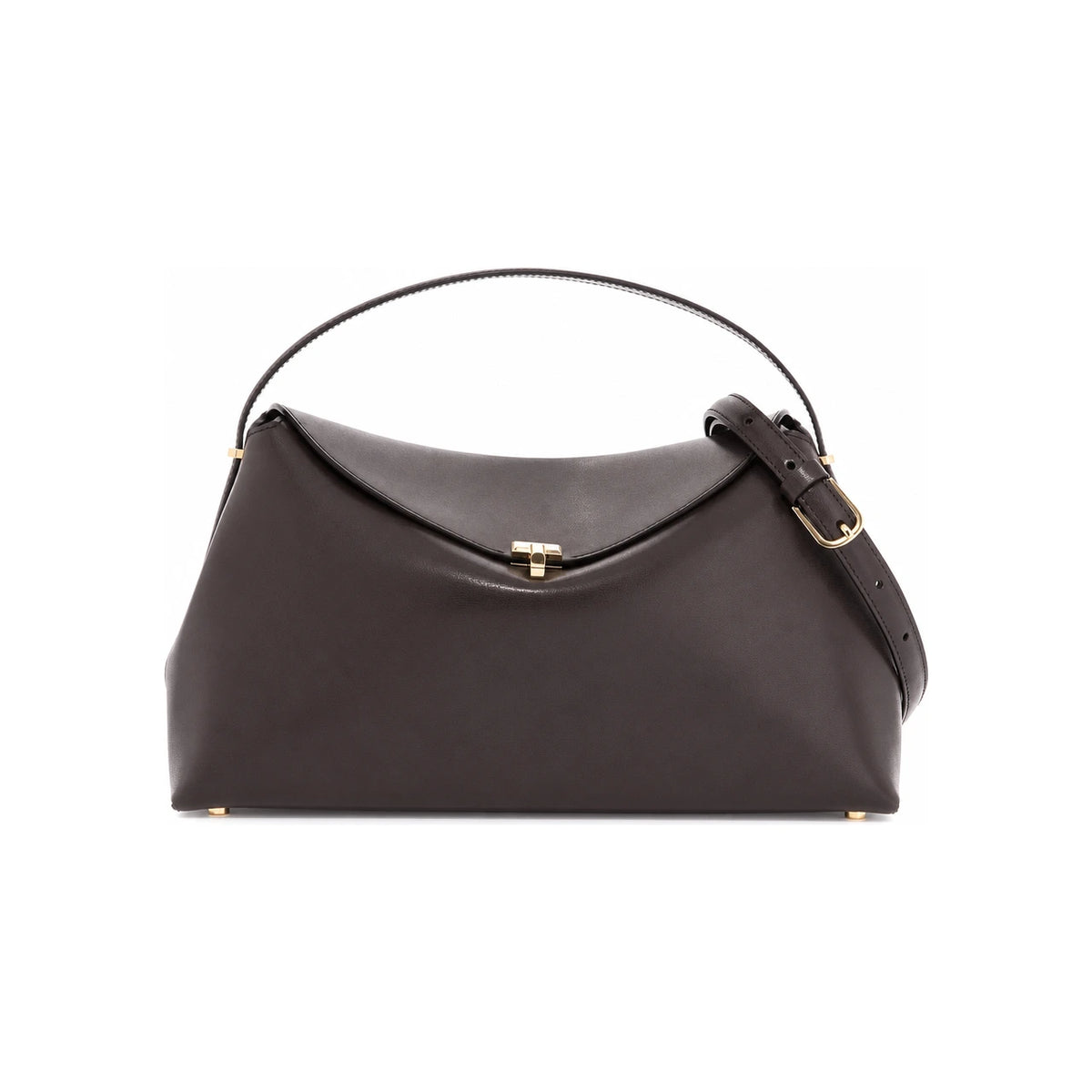 Toteme T-Lock Top Handle Tote Crossbody Bag Bark Leather