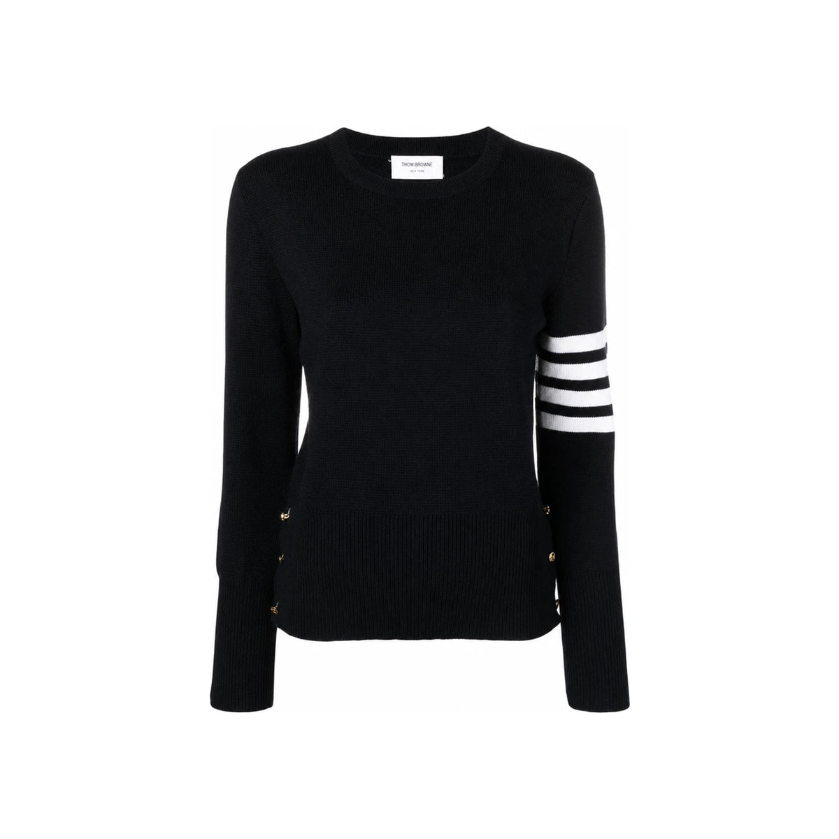 THOM BROWNE 4-Bar Wool Crewneck Sweater Navy Women FKA239A 00014 415