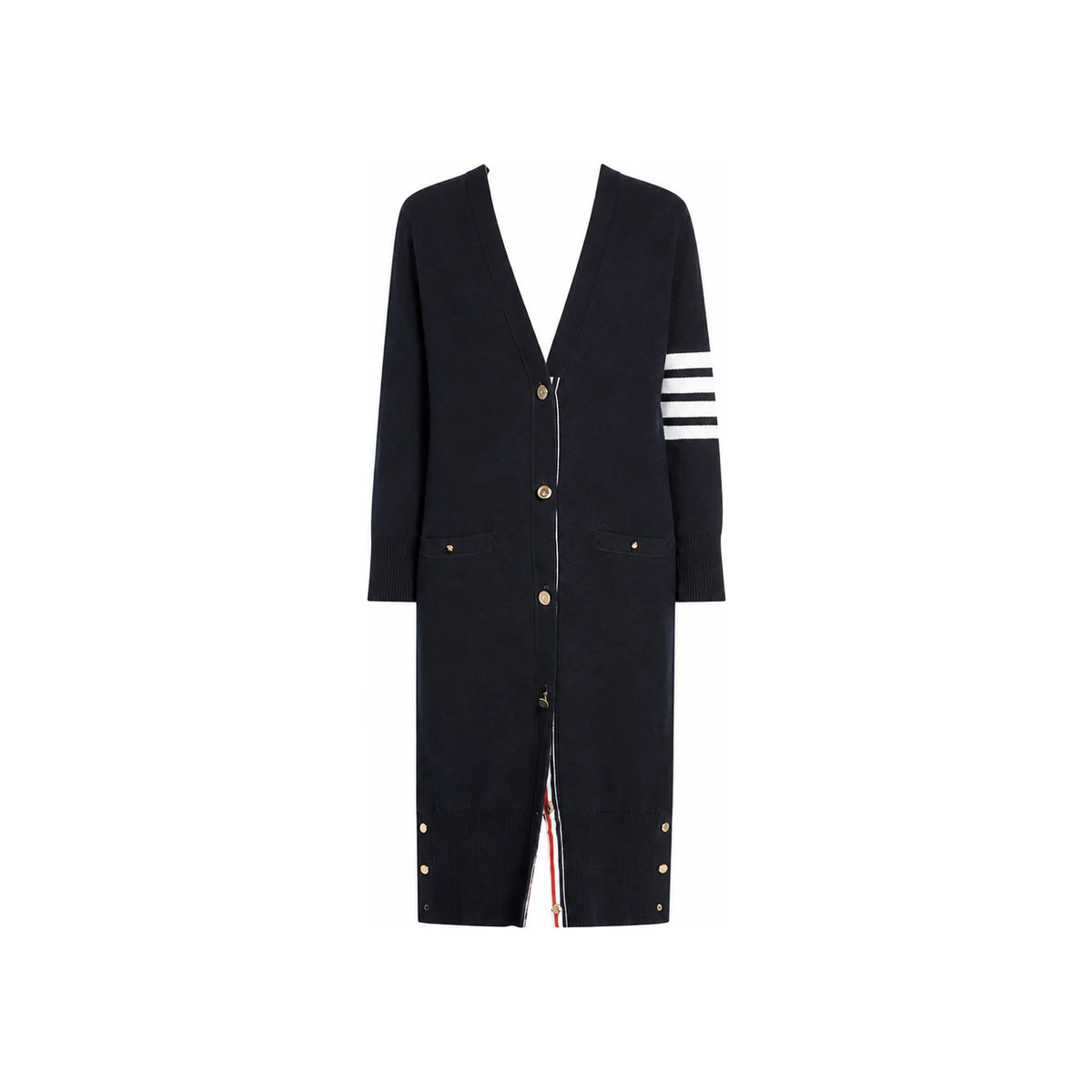 THOM BROWNE Women’s Milano Stitch Wool Long Cardigan Navy