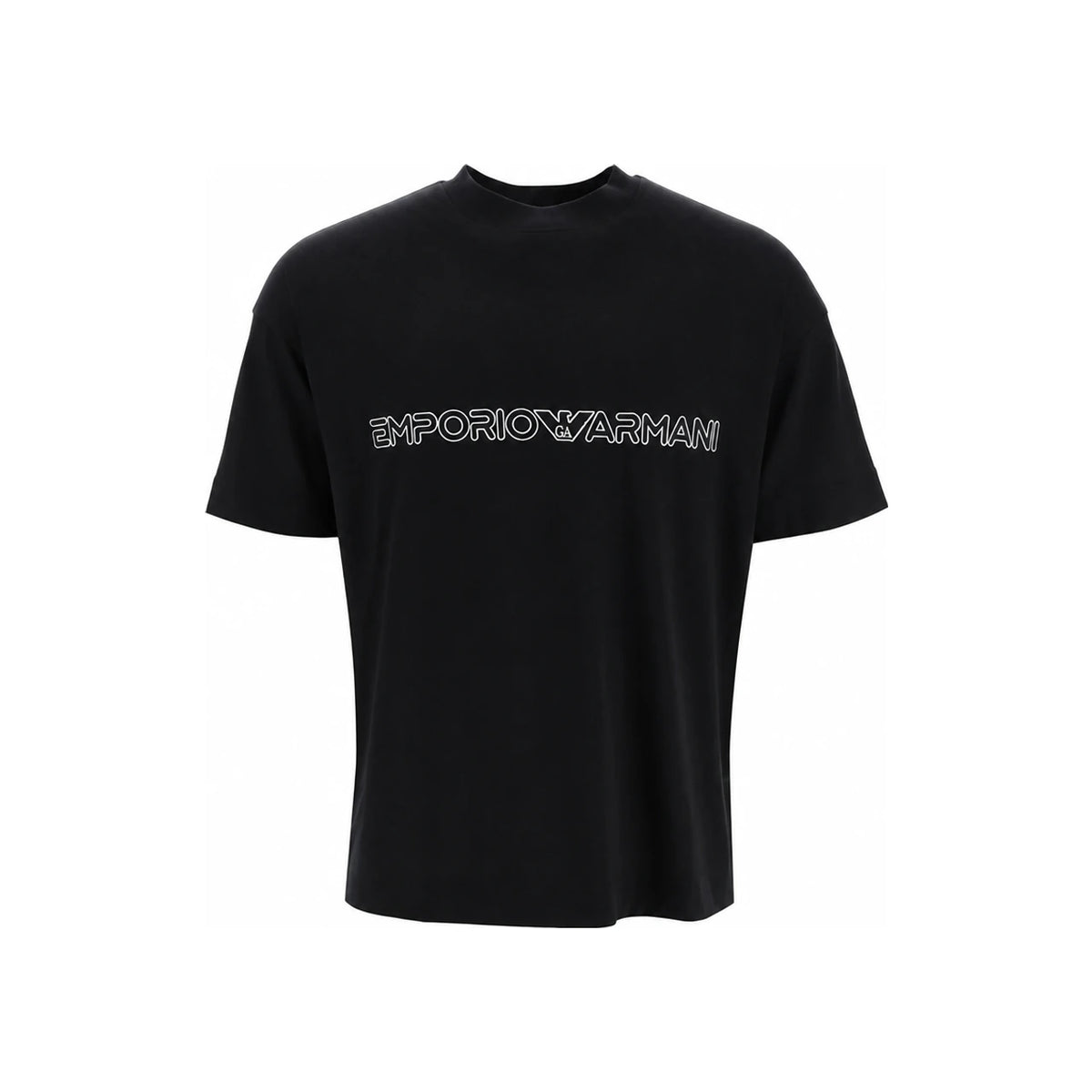 Emporio Armani Logo Embroidered T-Shirt Black Men’s Cotton
