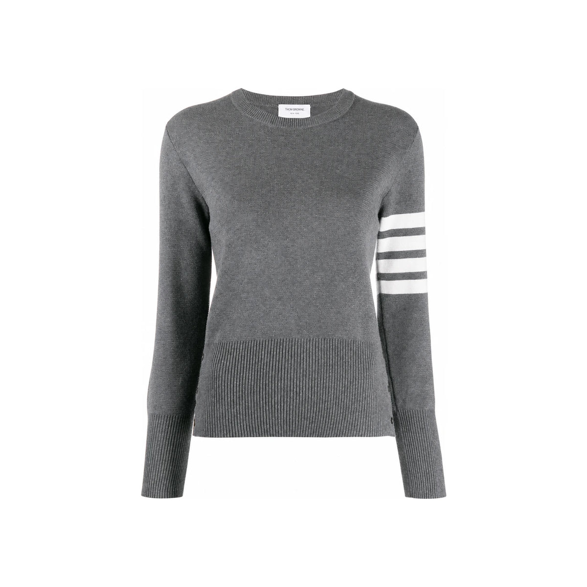 THOM BROWNE Women’s Classic Diagonal Stripe Milano Stitch Cotton Knit Pullover