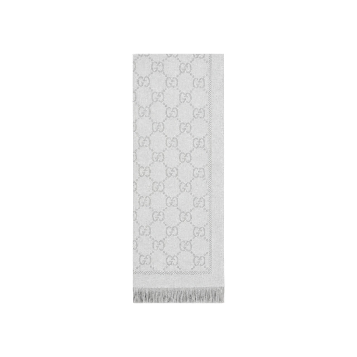 GUCCI GG Logo Wool Scarf Unisex Gray