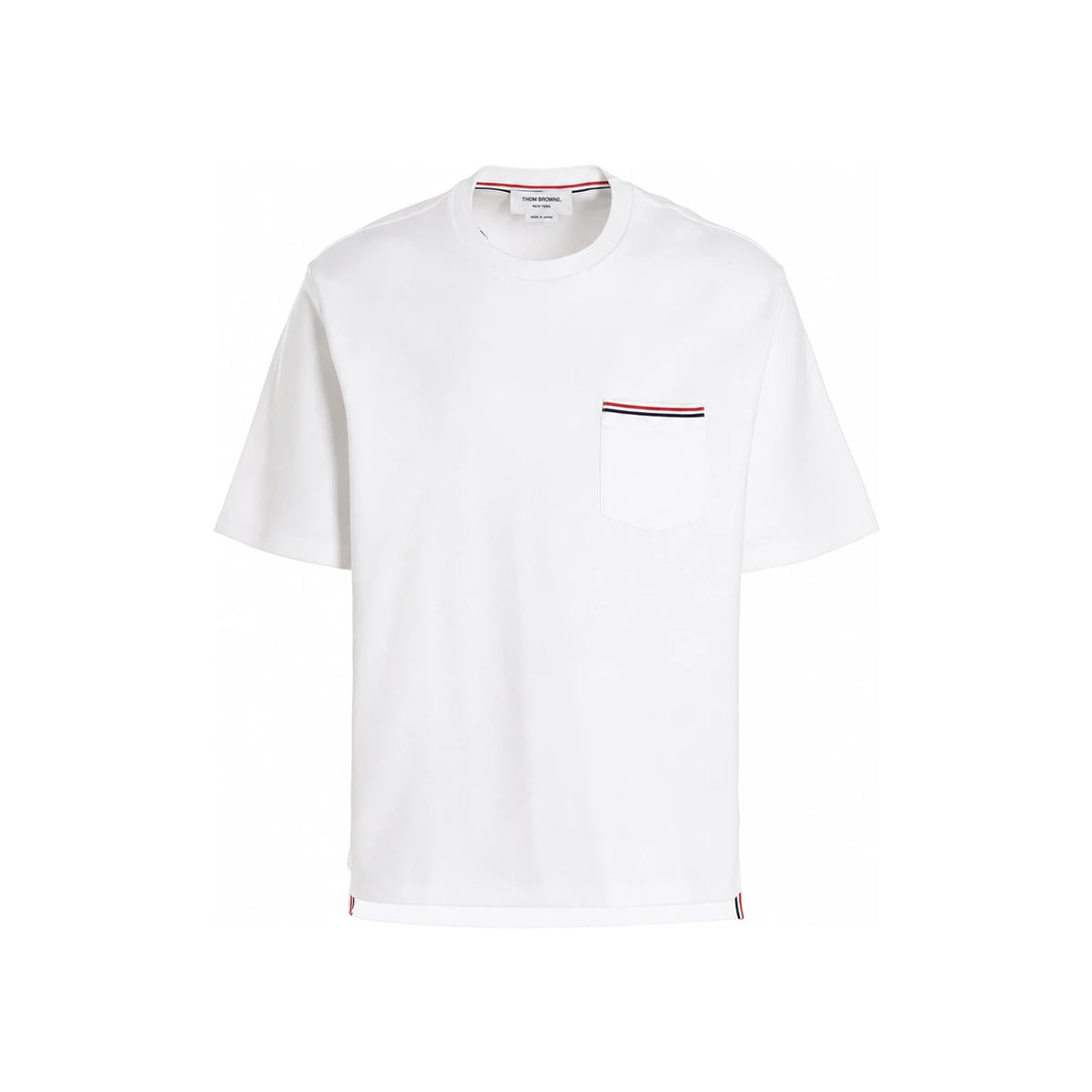THOM BROWNE Oversized Milano Cotton Pocket T-Shirt White Men