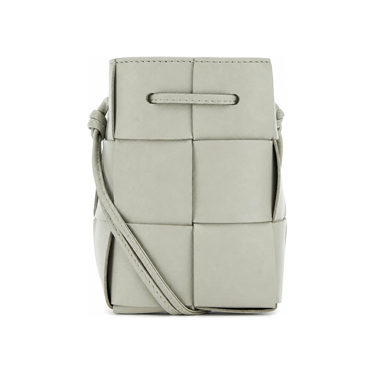 Bottega Veneta Intrecciato Cassette Leather Shoulder Bag Gray