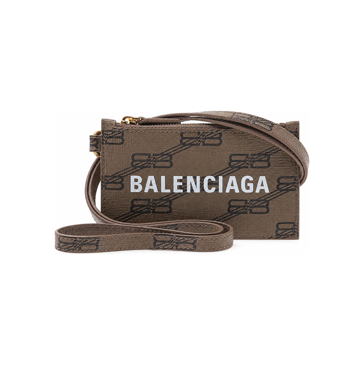 BALENCIAGA Men’s Leather Keyring Card Case Green Cardholder Wallet