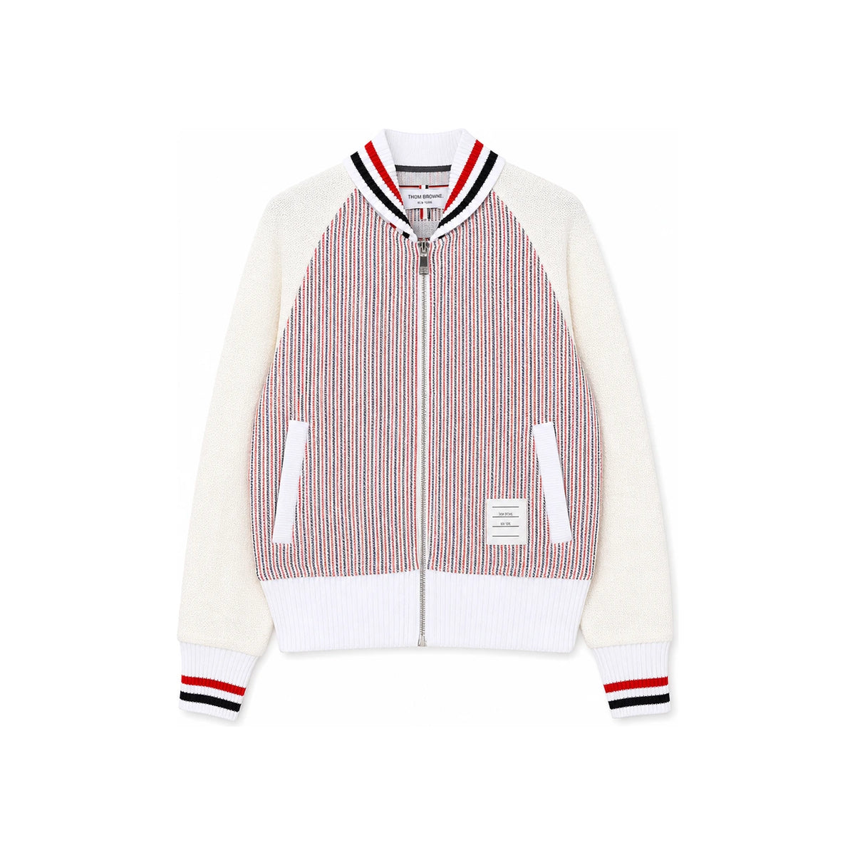 THOM BROWNE Tricolor Stripe Bomber Jacket for Women