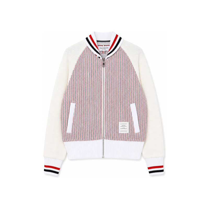 THOM BROWNE Tricolor Stripe Bomber Jacket for Women