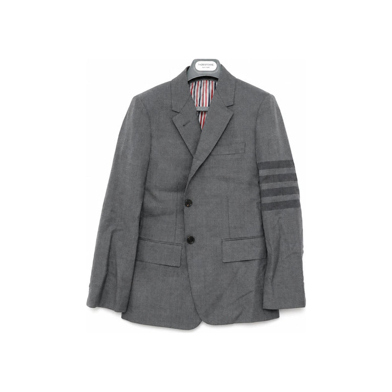 THOM BROWNE Tonal 4-Bar Flannel Jacket Gray