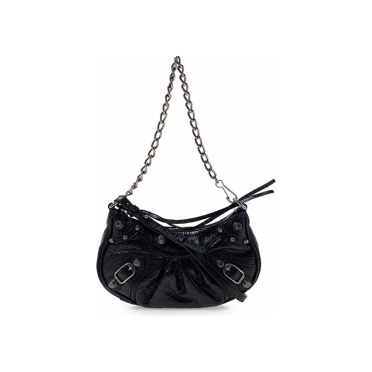 BALENCIAGA Le Cagole Chain Mini Shoulder Bag Black Leather