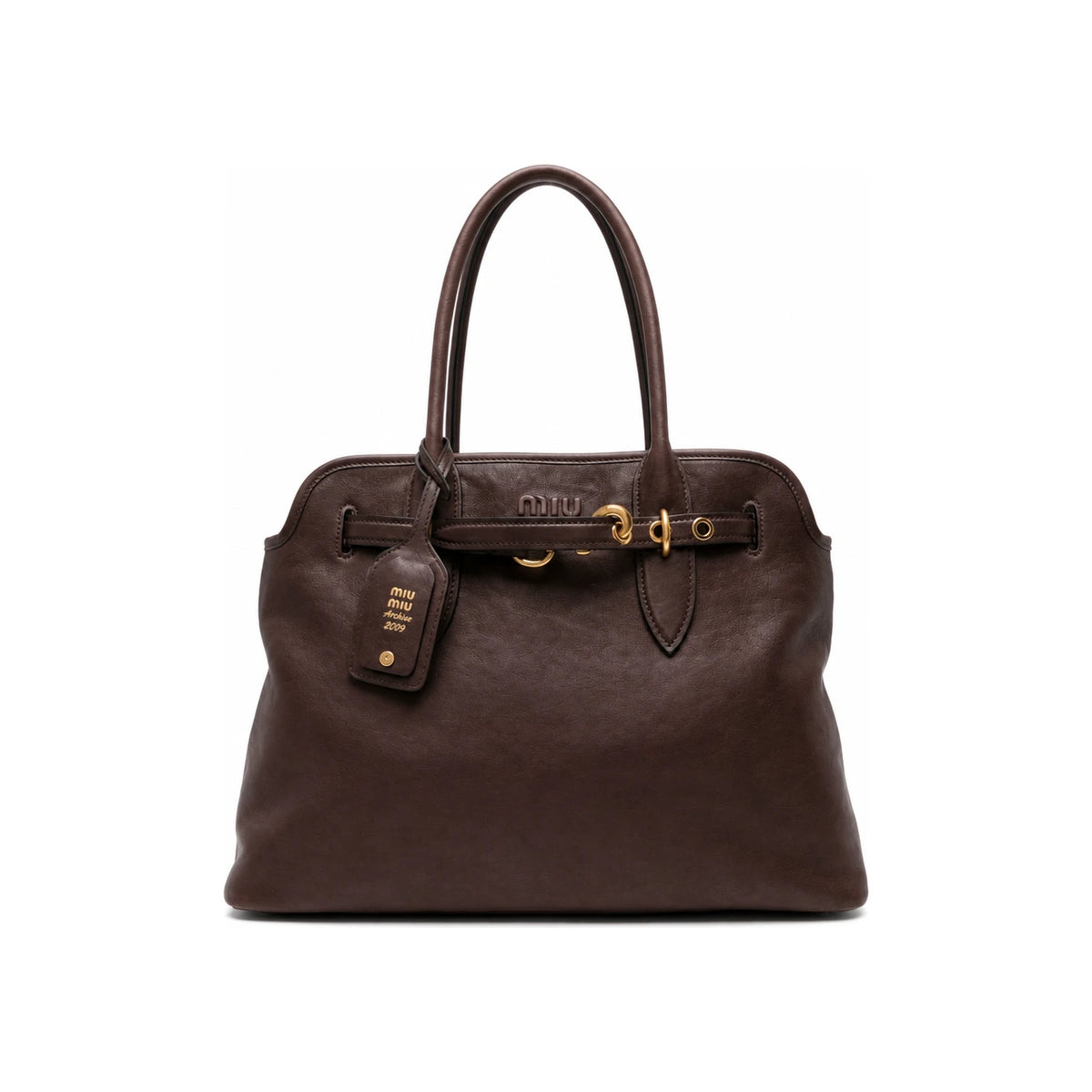Miu Miu Leather Tote Bag Navy