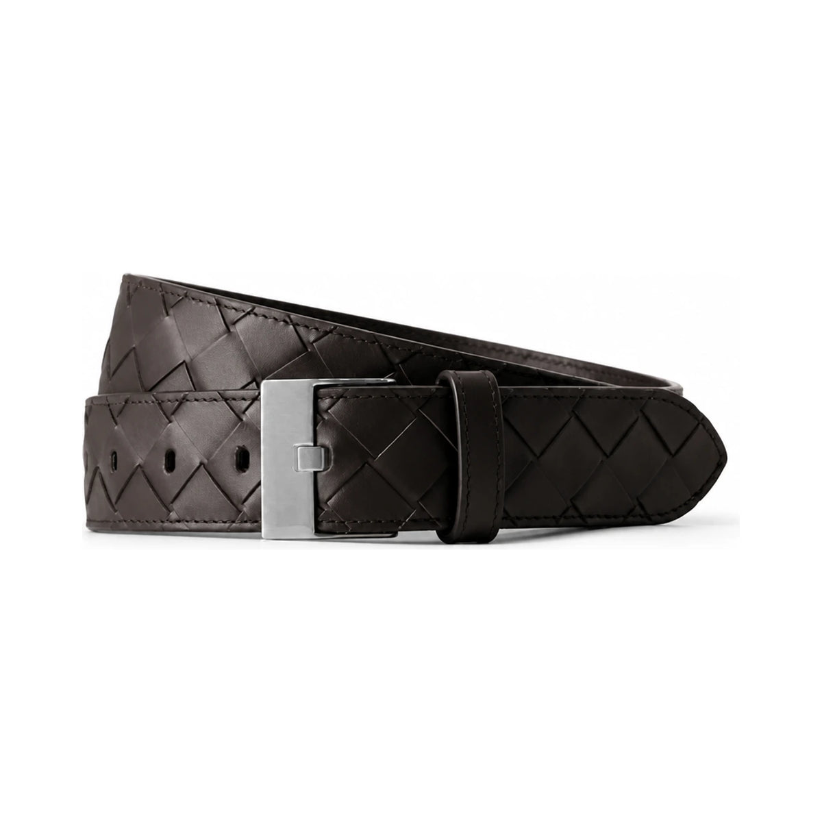 Bottega Veneta Intrecciato Leather Men's Belt Brown