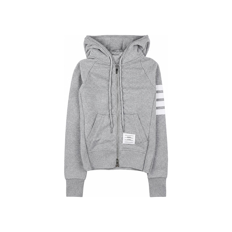 THOM BROWNE 4-Bar RWB Tab Zip Hoodie Gray FJT001A 00535 055