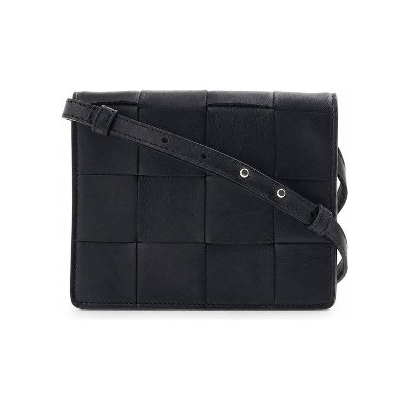 Bottega Veneta Intrecciato Small Cassette Crossbody Bag Black Leather