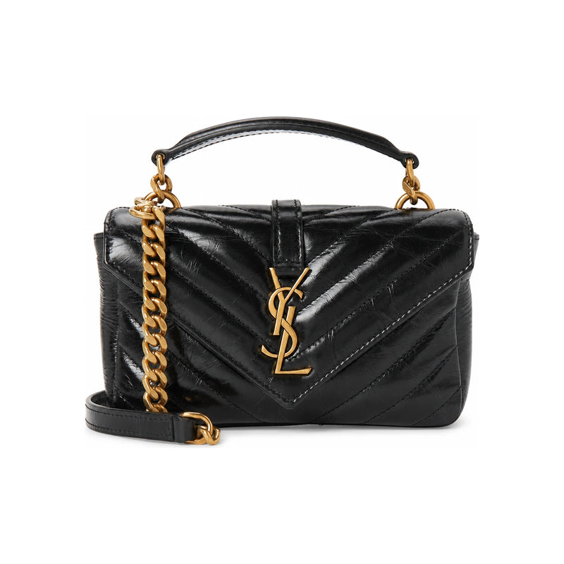 Saint Laurent Monogram College Leather Crossbody Bag Black