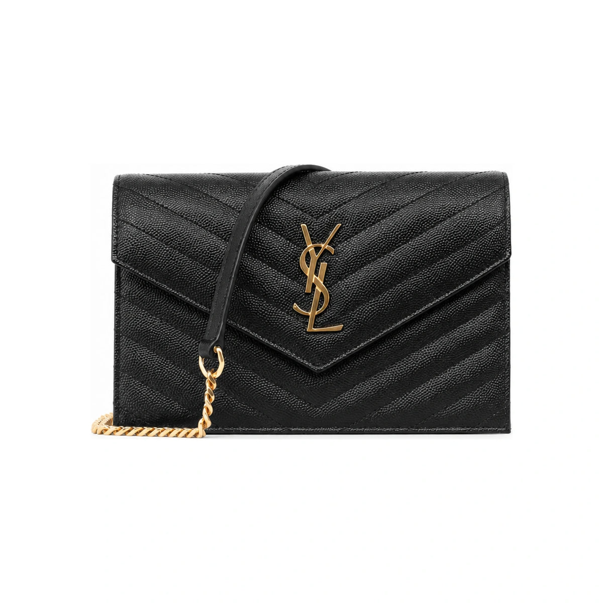 Saint Laurent Black Matelassé Chain Shoulder Bag Gold-Tone Hardware
