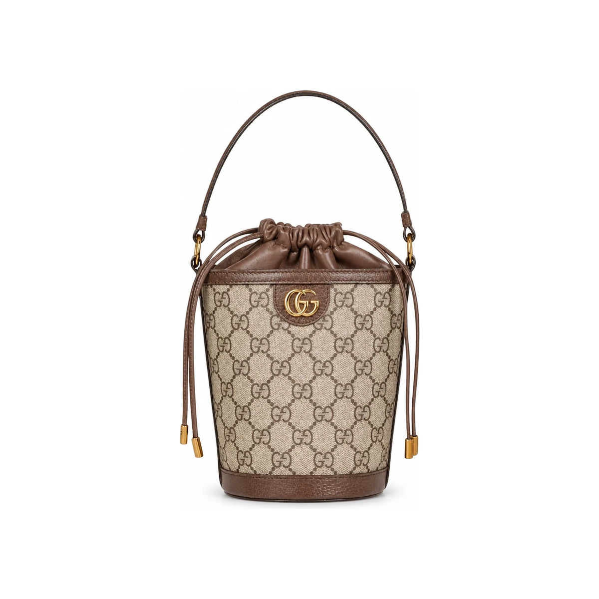 GUCCI Ophidia Mini Bucket Bag Brown GG Canvas Leather Shoulder Bag