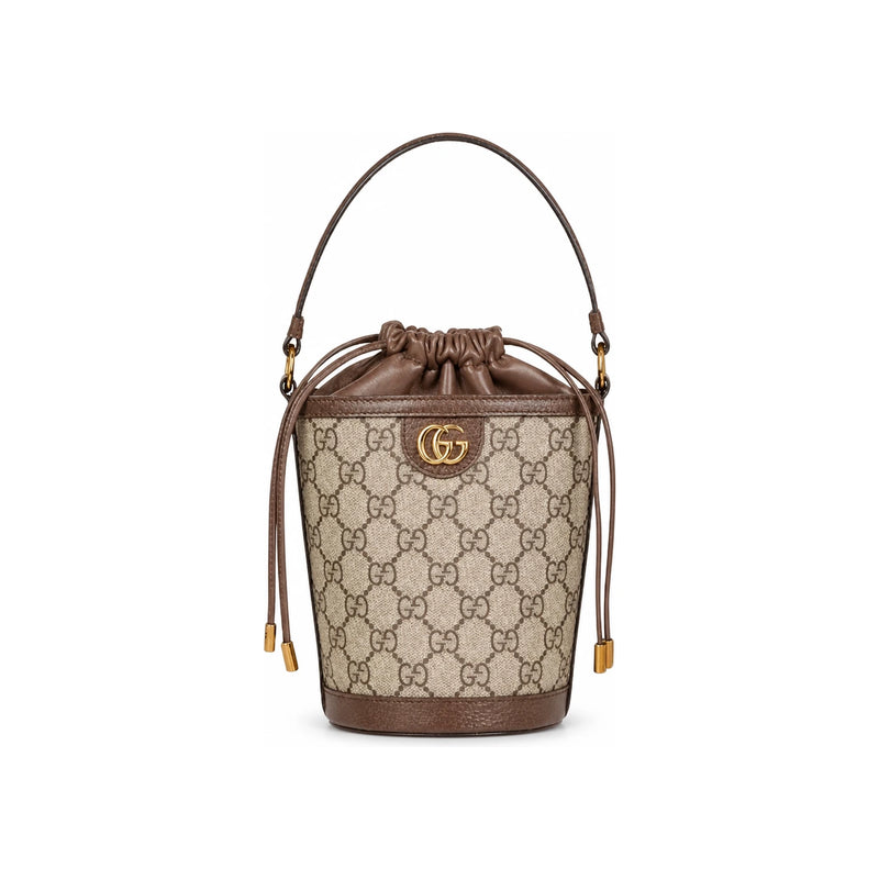 GUCCI Ophidia Mini Bucket Bag Brown GG Canvas Leather Shoulder Bag