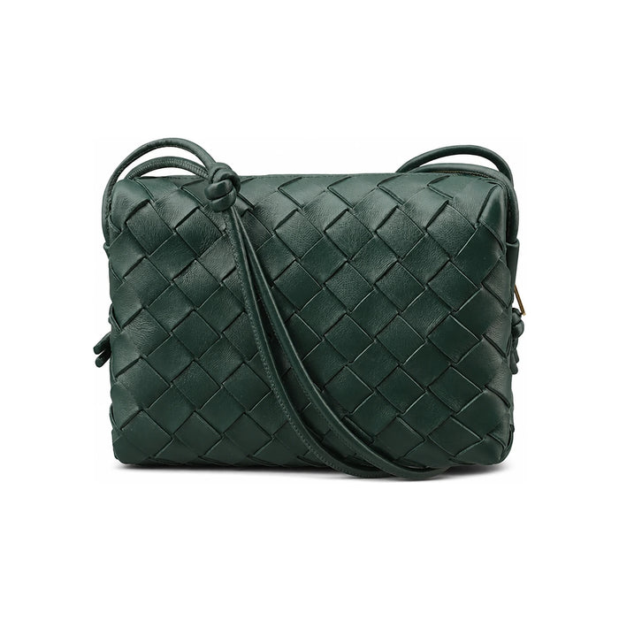 Bottega Veneta Intrecciato Mini Loop Camera Bag Green Leather Crossbody