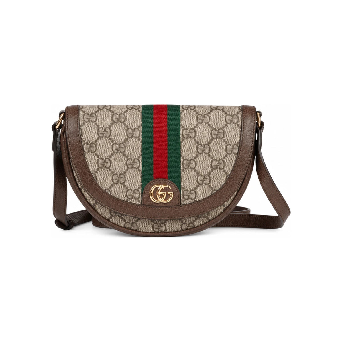 GUCCI Ophidia Mini GG Shoulder Bag Brown Canvas Leather