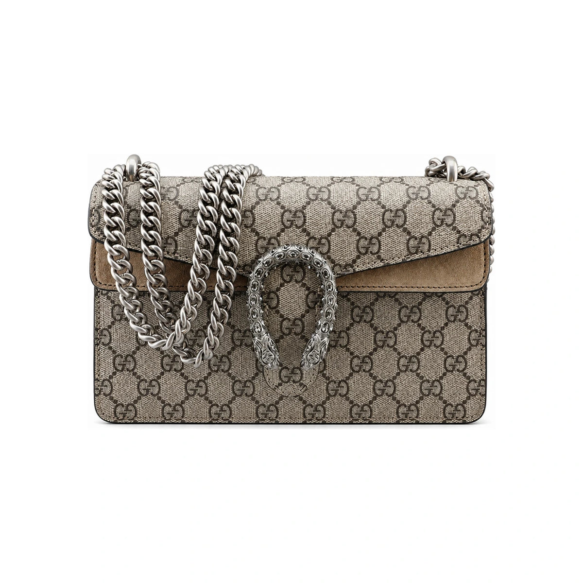 GUCCI Beige Canvas Leather Shoulder Bag