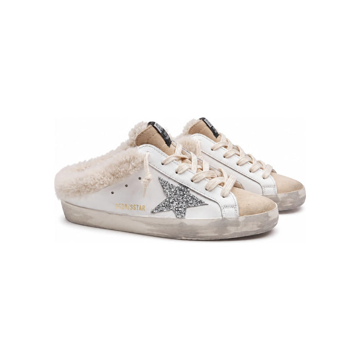 GOLDEN GOOSE Superstar Sabot Shearling Lined Glitter Low-Top Sneakers