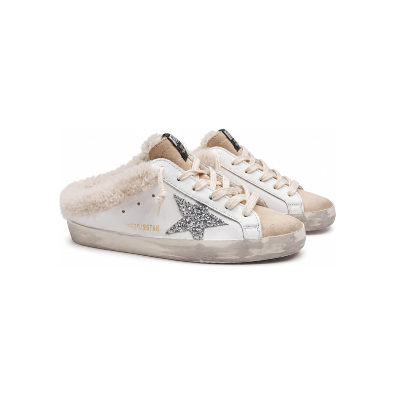 GOLDEN GOOSE Superstar Sabot Shearling Lined Glitter Low-Top Sneakers