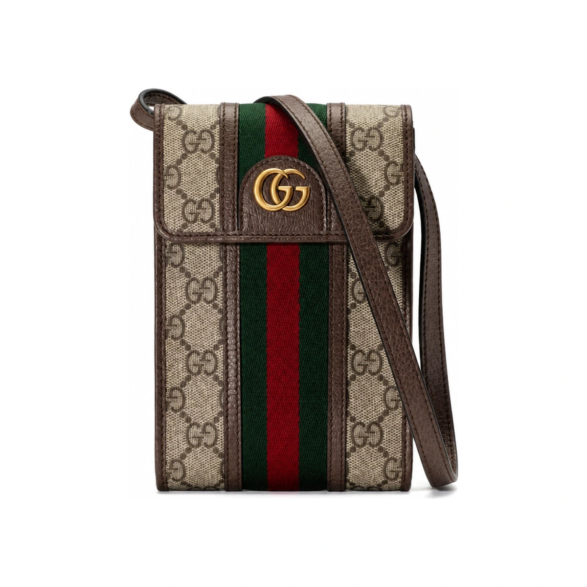 GUCCI Ophidia GG Supreme Mini Crossbody Bag Brown Canvas Leather