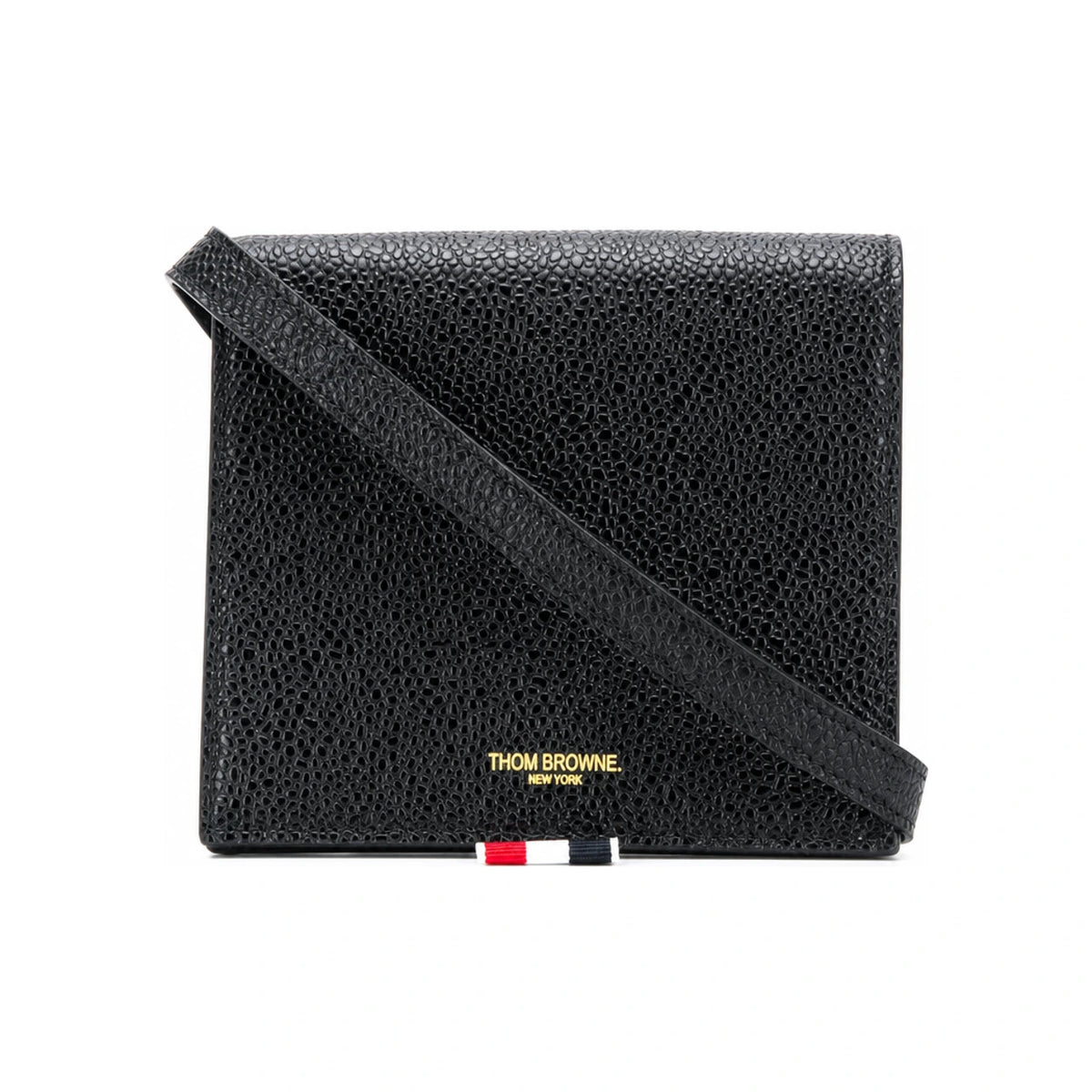 THOM BROWNE RWB Stripe Tab Crossbody Card Holder Wallet Black