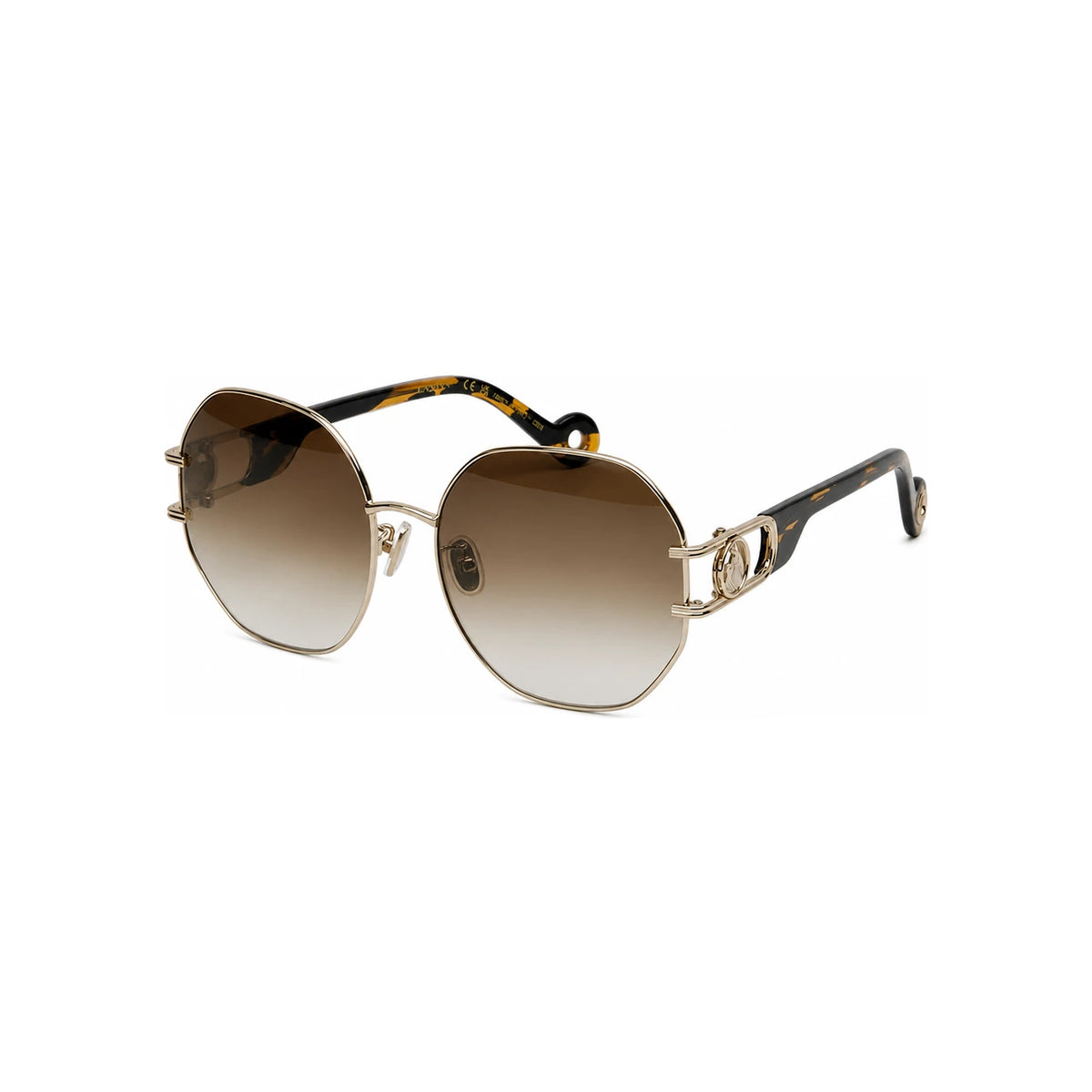 Lanvin Gold Logo Round Metal Frame Sunglasses LNV126SLB 710