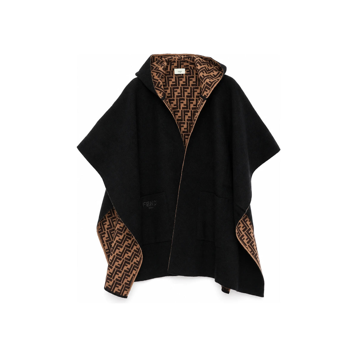 FENDI FF Reversible Wool Cashmere Cape Coat