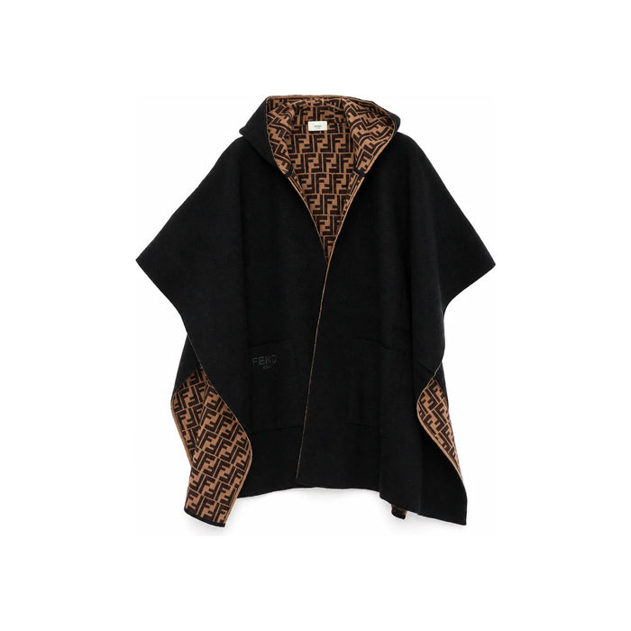 FENDI FF Reversible Wool Cashmere Cape Coat