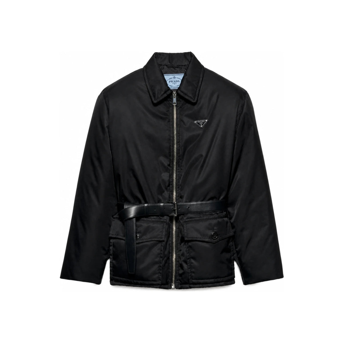 PRADA Re-Nylon Goose Down Belted Jacket Black