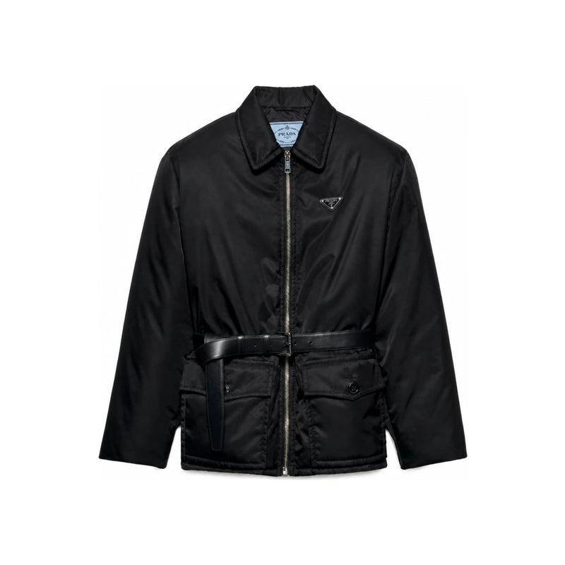 PRADA Re-Nylon Goose Down Belted Jacket Black
